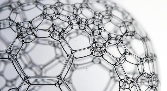 Abstract macro view of soap bubble network structure photo