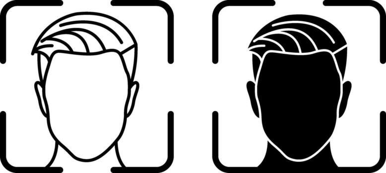 Face ID Icons. Black and White Illustration. Face Recognition Feature Used to Unlock Devices, Authorize Purchases, and Log in to Apps. Password and Data Security Concept vector