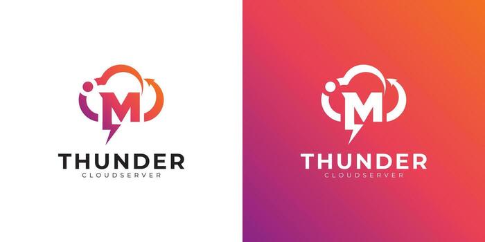 Two logos for thunder sound, one with a lightning bolt and the other with a thunder sound vector