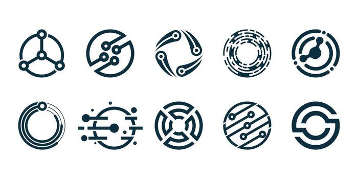 Set of abstract icons with circles and lines vector