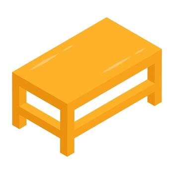 editable diseño isométrica de rectangular mesa vector