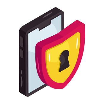 Conceptual isometric isometric design of mobile security vector