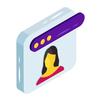 Modern isometric design icon of web profile vector