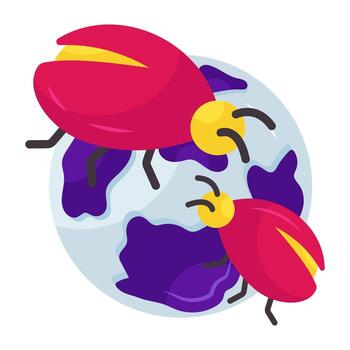 A colorful design icon of global bug vector