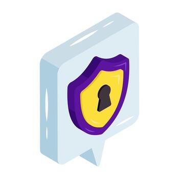 Conceptual isometric design icon of encrypted message vector