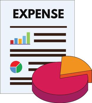 expense report with pie chart vector