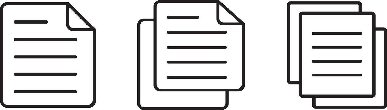 Minimal Document Icons Single, Double, Triple Page Stack Icons Set vector