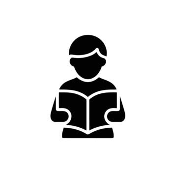 Child Engaged in Reading A Book Learning and Gaining Knowledge From the Book Studying vector