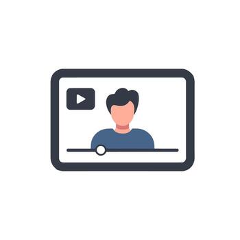 Online Streaming Platform Featuring an Individual Speaker on Screen Sharing Knowledge and Providing Educational Guidance vector