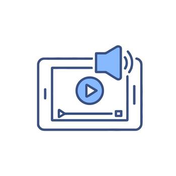 Tablet Displaying Content with Sound Icon for Online Learning and Media Concepts vector