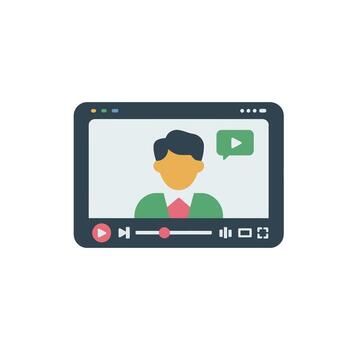 Online Presentation Interface with Playback Controls and Virtual Presenter Concept Design vector