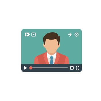 reproducción interfaz mostrando un sin rostro persona entregando un presentación con audio control S vector