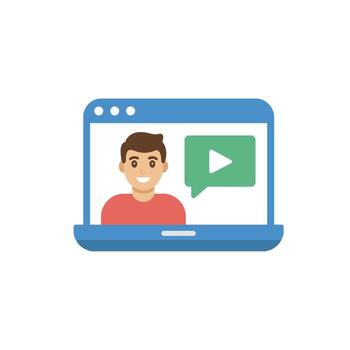 Online Call with Play Button Design for Website and Application Interfaces vector