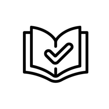 Open Book with Check Mark Symbolizes Knowledge Validation and Information Verification and Education vector