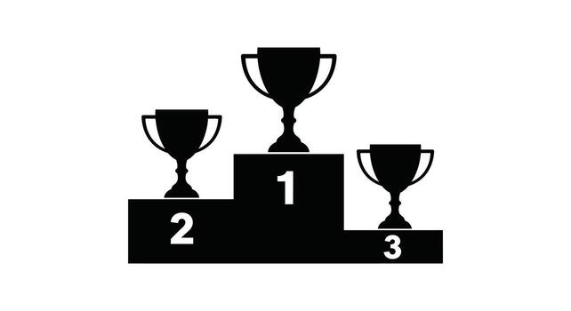 Three cups on a pedestal with the number one and two vector