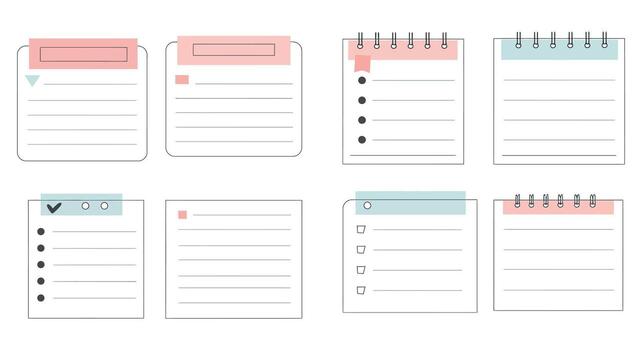 A set of notepads with different colors and shapes vector