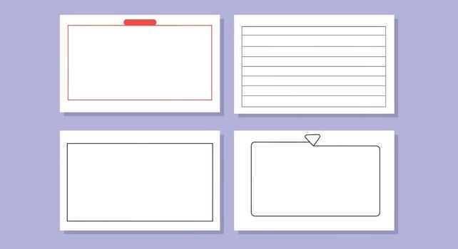 cuatro blanco papel hojas con un rojo línea y un Nota almohadilla vector