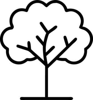 contorno árbol con redondeado hojas y ramas ilustración en minimalista estilo vector
