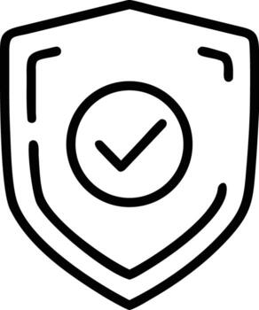 Outline shield with check mark for secure system or website icon vector