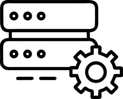 contorno servidor estante con engranaje para red configuración o base de datos ajuste vector