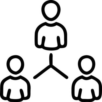 Outline team structure diagram with three people linked for business or education projects vector