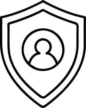 Outline shield with user icon for data protection concept and security vector