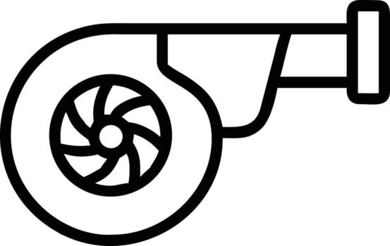 Outline turbocharger icon, auto part engine tuning and car modification vector