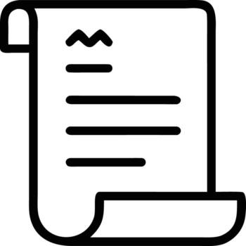 Paper document with curled corner in simple line art style vector