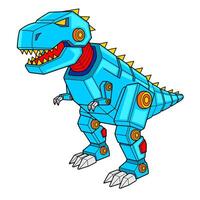 a cartoon t - rex robot with a blue body and yellow eyes vector