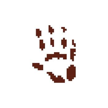 Pixel handprint icon in mosaic style for game design, survival themes, or creative projects vector