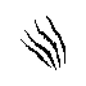 Mosaic scratch design in black pixel style depicting claw marks and retro aesthetic vector