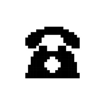 Mosaic pixel art telephone icon with retro pixelated design features classic dial design vector