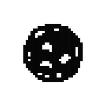Mosaic pixel style black and white cookie icon resembling retro game graphics vector