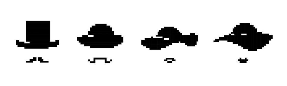 Abstract pixelated black shapes on white background for digital design vector