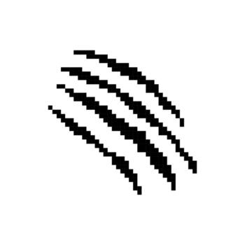 Mosaic pixel art scratch mark icon showing retro style with distinct black lines vector