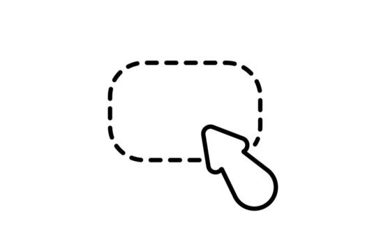 Highlight with pointer annotation tool on dashed rounded rectangle vector