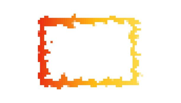 Mosaic pixel frame in bright red and yellow with retro 8 bit vibe for decorative design vector