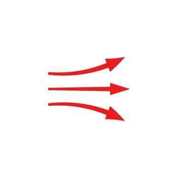 rojo flechas ilustrando movimiento fluir en un dinámica curvo y Derecho modelo diseño vector