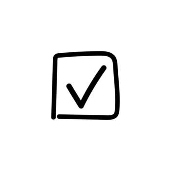 mano dibujado cuadrado caja icono con comprobado marca para usuario interfaz selección vector
