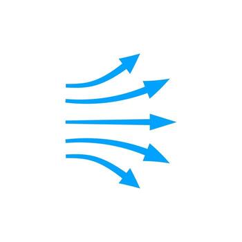 Arrow collection displaying diverse flow directions in fluid motion and aerodynamic style vector