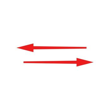 Arrows in opposite directions showing motion and dynamic flow vector