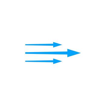 Arrow flow featuring three blue arrows in parallel motion indicating clear direction vector