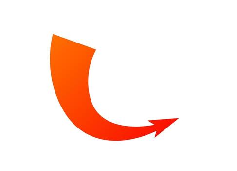 Dynamic curved arrow in red and orange gradient showing strategy and motion vector