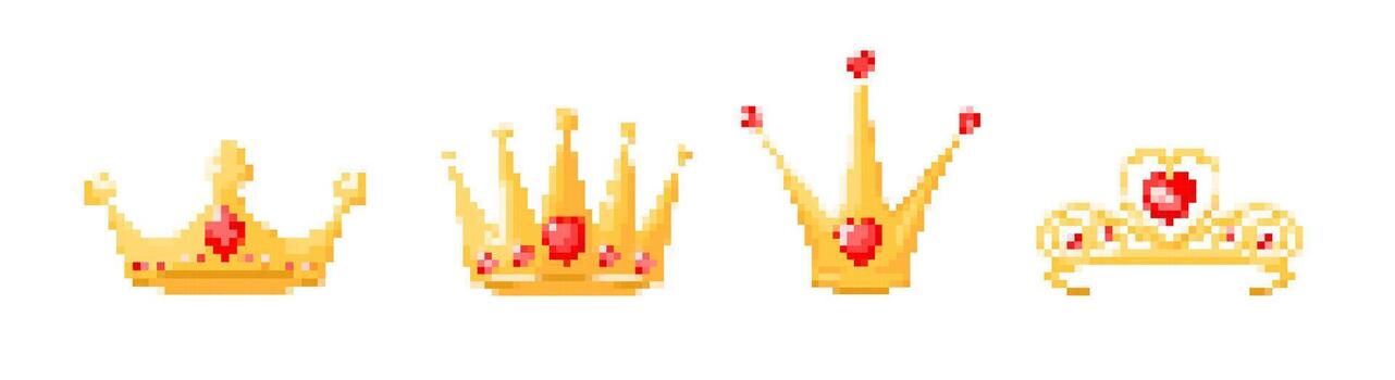 Pink pig pixel game icons for retro gaming design projects vector