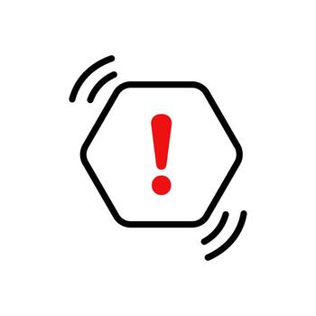 Exclamation mark in hexagon with motion lines for attention and warning vector