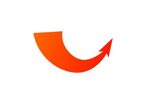 Bold curved arrow with orange gradient symbolizing dynamic motion and energy vector