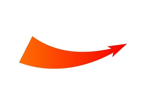 Dynamic red and orange arrow representing curved motion and bold strategy in combat scenarios vector