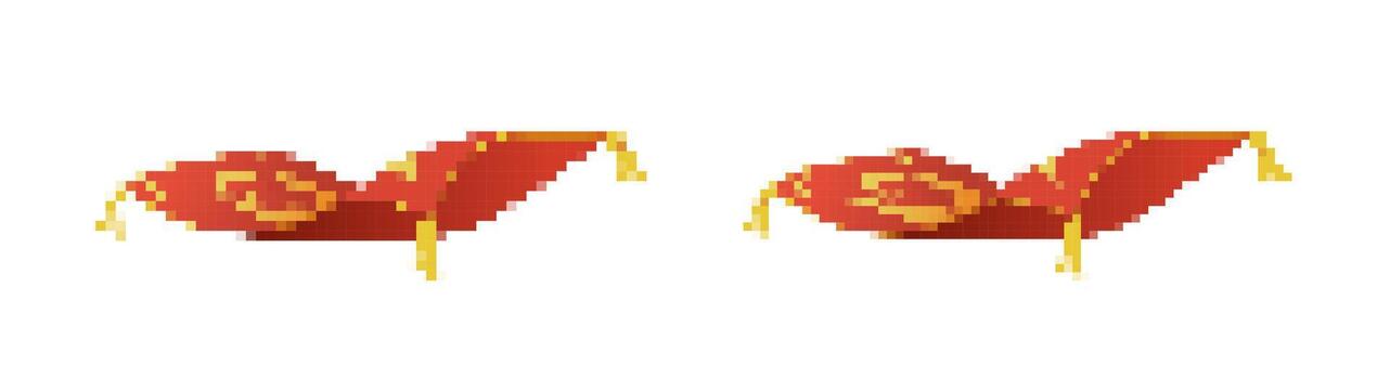 Pixel mosaic of red magic carpets in 8 bit style vector