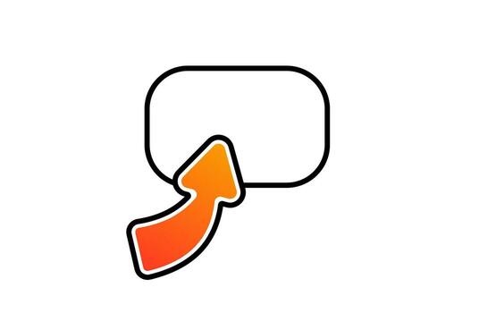 Highlight arrow and rectangle icon for visual emphasis and interface interaction vector