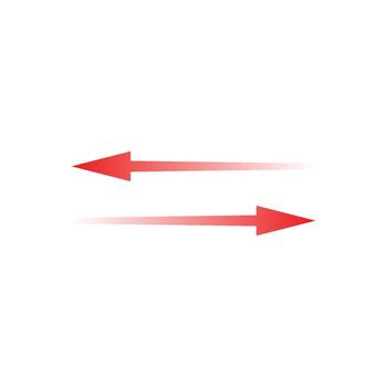 Arrow flow direction. three bold red arrows pointing right symbolizing motion and speed vector